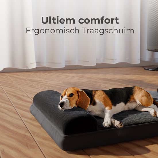 CozySense® Orthopädisches Hundekissen - 60 X 42 cm - Größe S - Wasserfest - Geeignet als Sitzkissen & Hundebett - Waschbarer Bezug - Schwarz