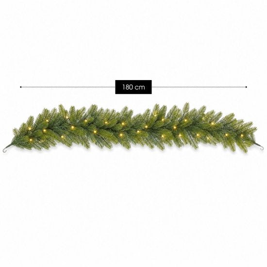 Black Box Trees Nagoya Girlande mit LED-Beleuchtung – Weihnachtsdekoration für eine stimmungsvolle Gestaltung – Weihnachtsgirlanden mit 30 warmweißen LEDs – Dekoration für den Innenbereich – 180 x Ø 20 cm – Grün