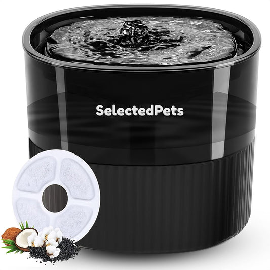 Trinkbrunnen für Katzen und Hunde - Katzenbrunnen - Schwarz - 1.8L - Mit Filter