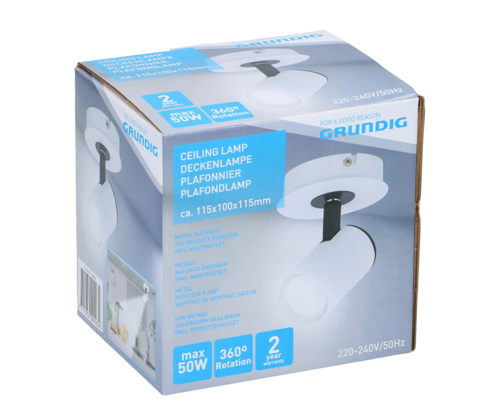 Grundig Aufbaustrahler – Weiß – 10 × 12 × 12 cm