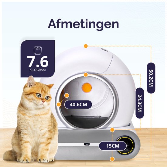 Viervoeter Automatische Katzentoilette – Selbstreinigend – Steuerung über App – inkl. Einlage und 3 Rollen Auffangbeutel – 65 l
