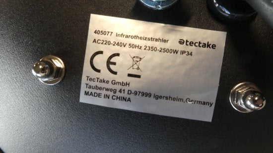 tectake - Hänge-Infrarotstrahler - Deckenstrahler - Außen- und Innen-Infrarotstrahler - Elektrostrahler - Deckenstrahler für Terrasse