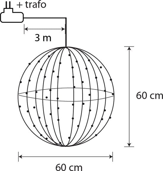 Luca Lighting Weihnachtslichtkugel mit klassisch weißen LED-Lichtern - Ø60 cm - Silber