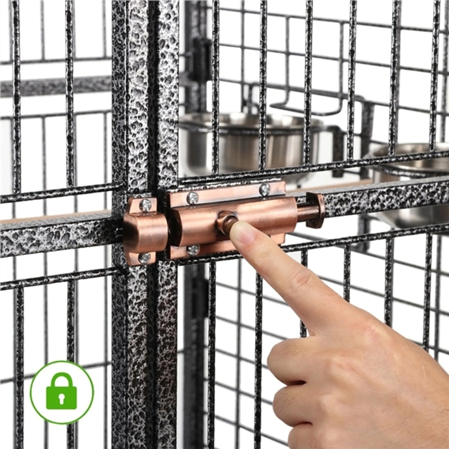 Yaheetech Vogelkäfig Papageienkäfig - 81 x 77 x 154-160 cm - Ausgestattet mit klappbarem viktorianischem Dach und Schmutzsammler und mobilem Sockel - Für Papageien und große Vögel - Schwarz gehämmertes Metall