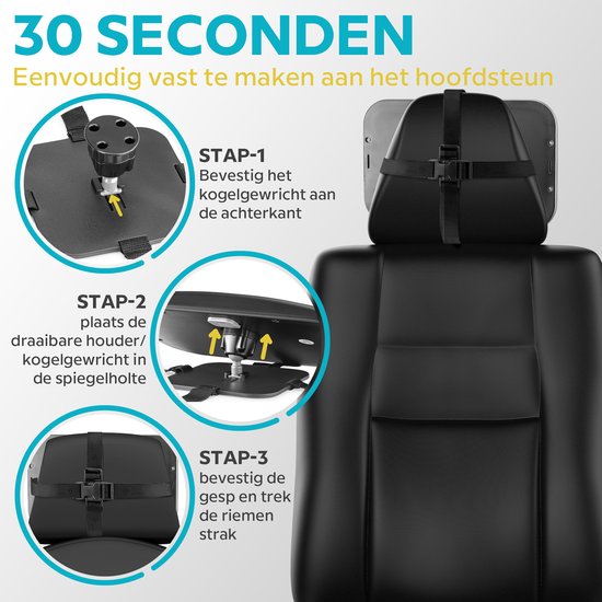 Happy Goods Autospiegel Baby XL - Rückspiegel - 35x19 cm - 360° verstellbar - Babyspiegel Auto - Sicherheitsspiegel - Rücksitzspiegel Baby