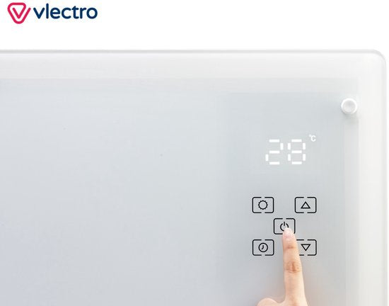 Vlectro - Elektroherd & Konvektor - 2000W - LED Display & Fernbedienung - Weißes Metall & Kunststoff - Wandmontage & freistehend - Energieeffizient mit Thermostat