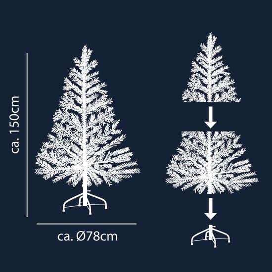 Arti Casa Künstlicher Weihnachtsbaum 150 cm - Weihnachtsbaum inklusive Ständer - Indoor Baum Ø78cm - Grün
