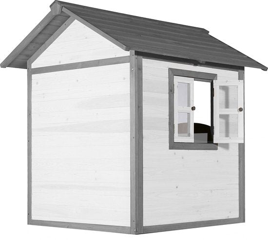 AXI Beach Lodge Spielhaus in Grau/Weiß – Spielhaus für den Garten / den Außenbereich – FSC-Holz – Gartenhaus für Kinder