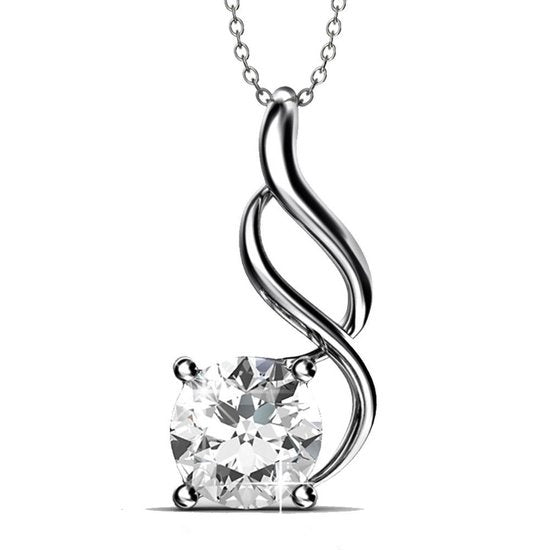 Yolora Damen Halskette mit Kalpa Camaka Kristall Anhänger - Farbe Silber - 18K Weißgold plattiert - Geschenkbox - Muttertagsgeschenk