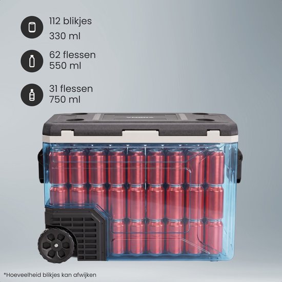 Auronic Electric Cool Box - Kompressor - 80L - 12V und 240 Volt - Camping Kühlschrank - Frigobox Auto - Mit Rädern und Griff - Schwarz