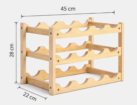 Weinregal aus Holz – Weinregal für 12 Flaschen – 45 x 22 x 28 cm
