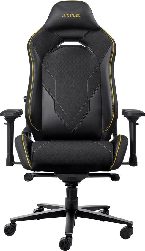 Trust GXT 721 Ruya Pro – Hochwertiger, bequemer Gaming-Stuhl – 4D-Armlehnen – Integrierte Lendenwirbelstütze – Belastbar bis 150 kg – Schwarz