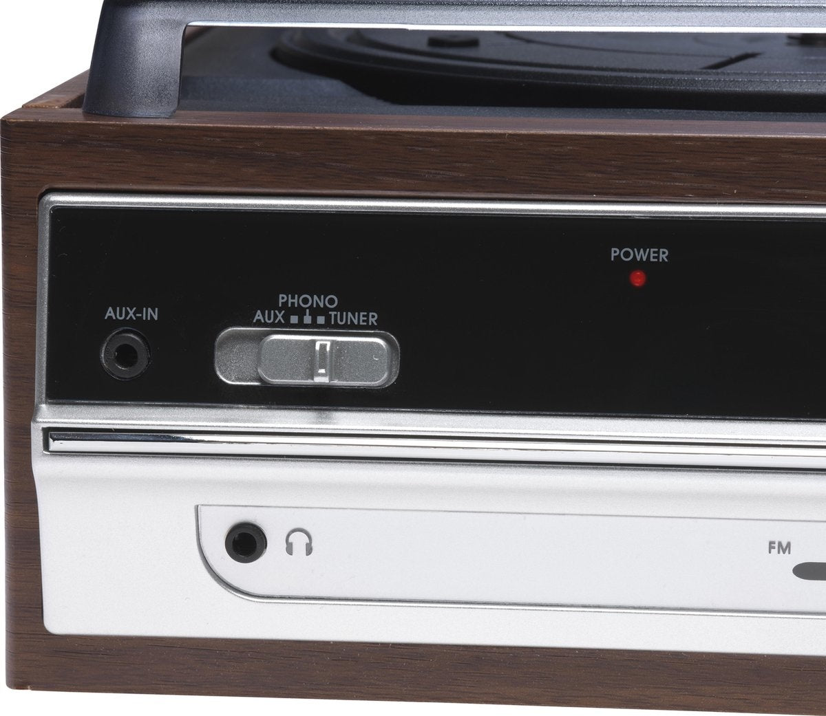 Denver Retro-Schallplattenspieler - Integrierte Lautsprecher - FM-Radio - Auto-Stopp-Funktion - AUX - Phono - VPR190 - Holz/Silber