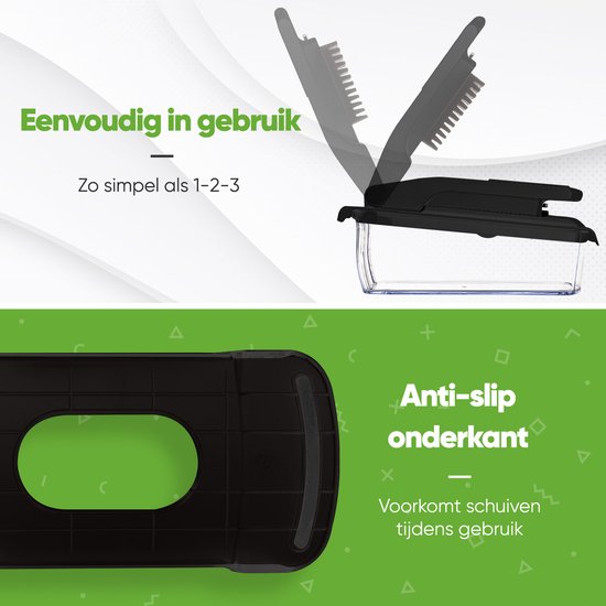 Stosh Mandoline - Gemüseschneider - Zwiebelschneider - Spiralschneider - 7 Teile - Schwarz - BPA frei