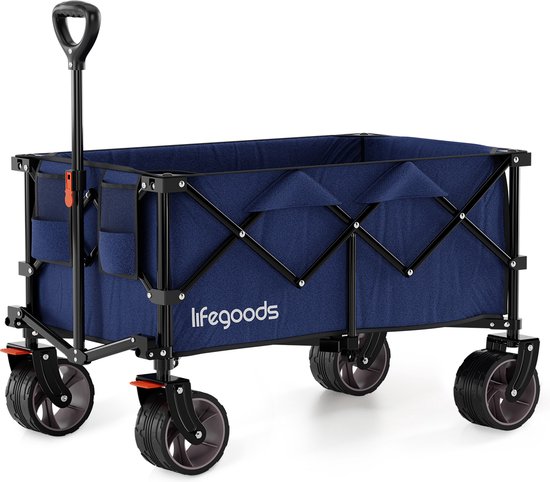 LifeGoods Bollerwagen - XL - Faltbar - 200L - 100KG Tragkraft - Blau