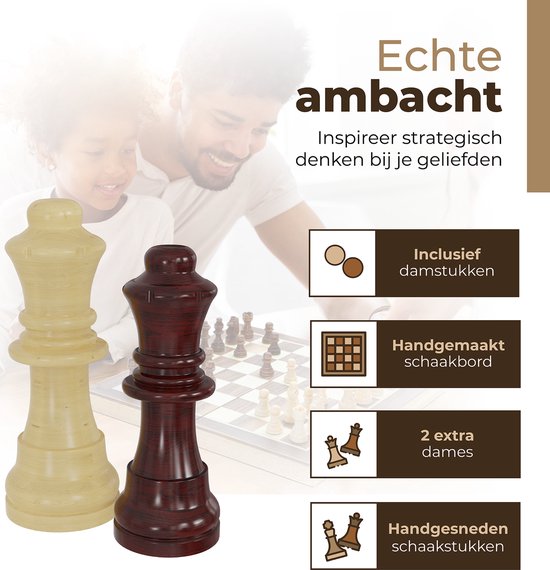 Windsor Schachbrett mit Schachfiguren - Dame - 40 cm - Anmerkungen - Schachset - Magnetisches Schachset - Holz
