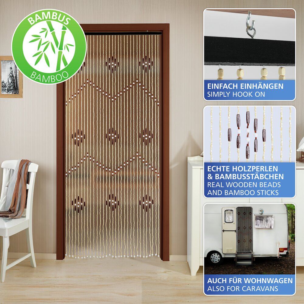 Maximex Bambus-Perlenvorhang, mehrfarbig – 90 x 200 cm – 31 Stränge