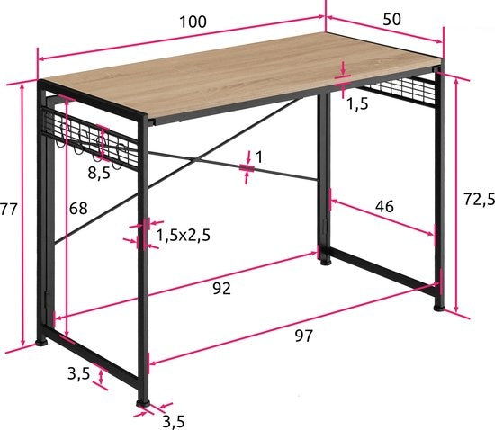 tectake - Paterson Klapptisch 102x51x77cm - hellbraun - 404661