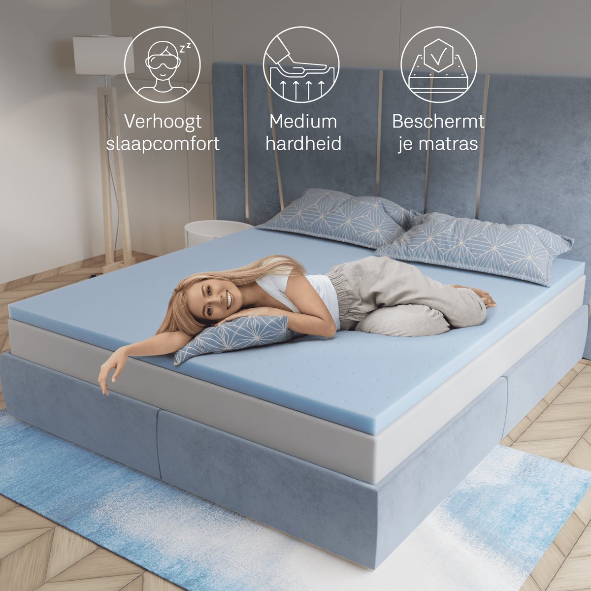 CozySense® Memory-Schaum-Matratzenauflage 120 x 200 – Matratzenauflage mit offenen Luftkanälen für atmungsaktiven Komfort – mit Gel angereichert – CertiPUR-US® – mittlere Festigkeit – 6 cm