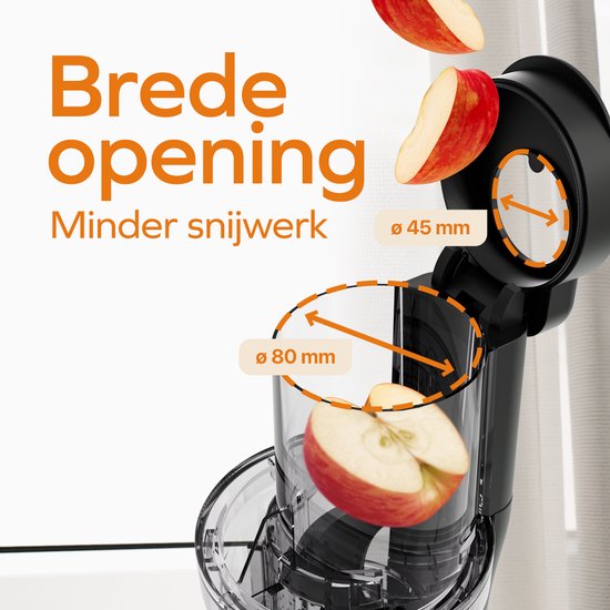 KitchenBrothers Slowjuicer - Vertikal - Entsafter - Gemüse- und Obstpresse - 80 mm - 750 ml - Perlweiß / Weiß
