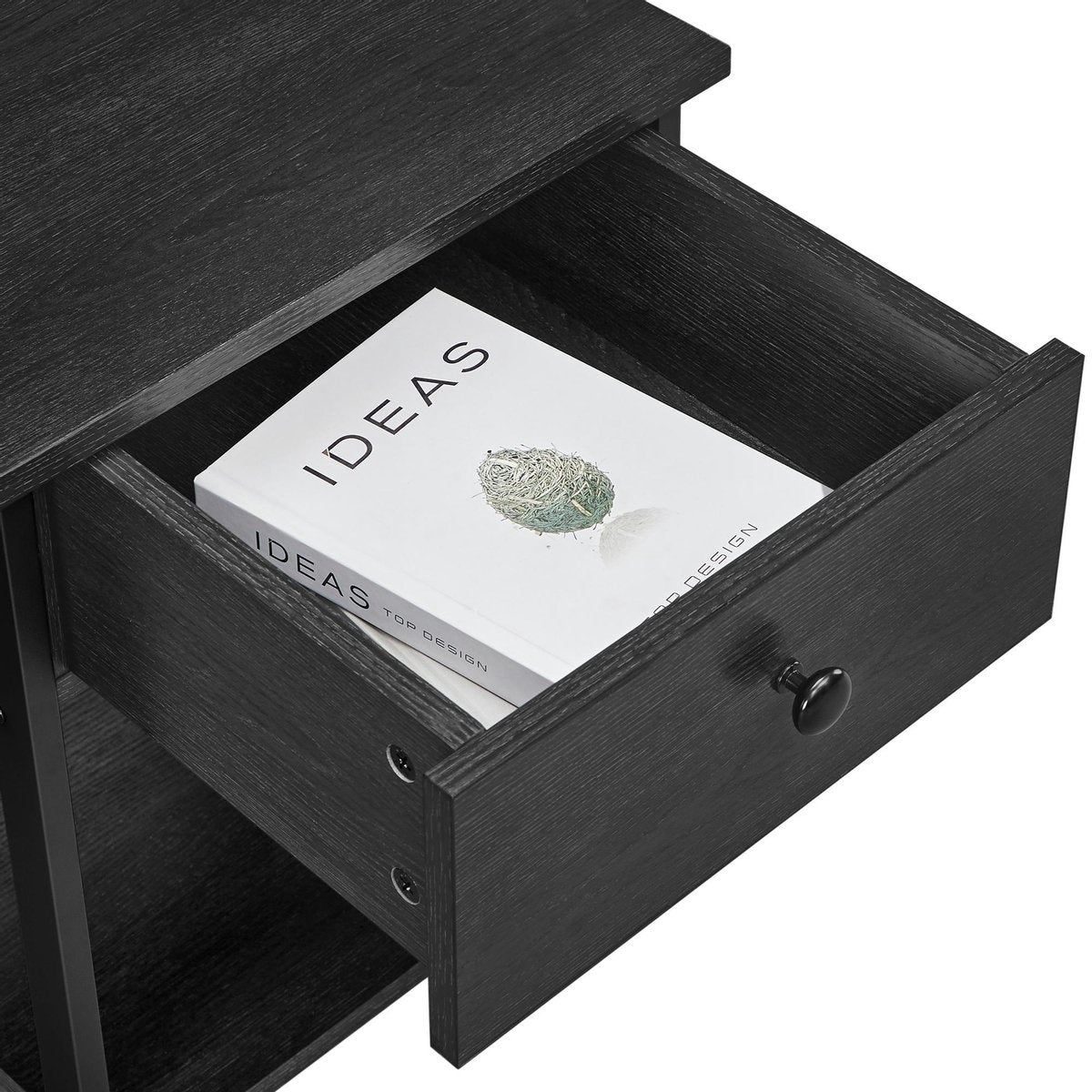 O'DADDYÂ® Nachttische industrial - Beistelltisch - Nachttisch mit Schublade - 40 x 40 x 55 cm - schwarz/dunkelgrau