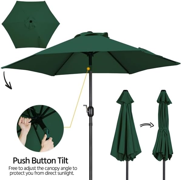 Yaheetech Gartenschirm 222,5 cm – Neigbar – Mit Kurbel – Polyester – Wasserdicht