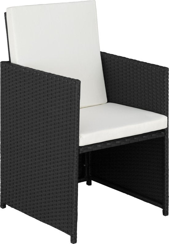 tectake - Geflechtsitzgruppe für 2 Personen, platzsparende Outdoor-Möbel, 2 Sessel und 1 Tisch, ideales Balkon-Lounge-Set, Gartenmöbel, Terrassenmöbel wetterfest - schwarz - Poly-Rattan