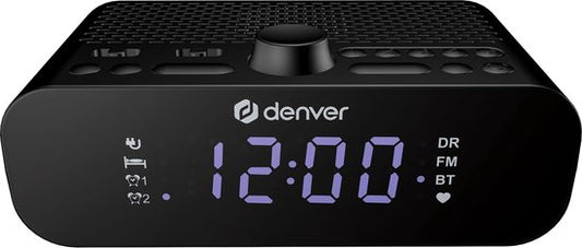 Denver Radiowecker DAB mit Bluetooth - Digitaler Wecker - Aufladen über USB-C - FM-Radio - Dualer Alarm - CRD515