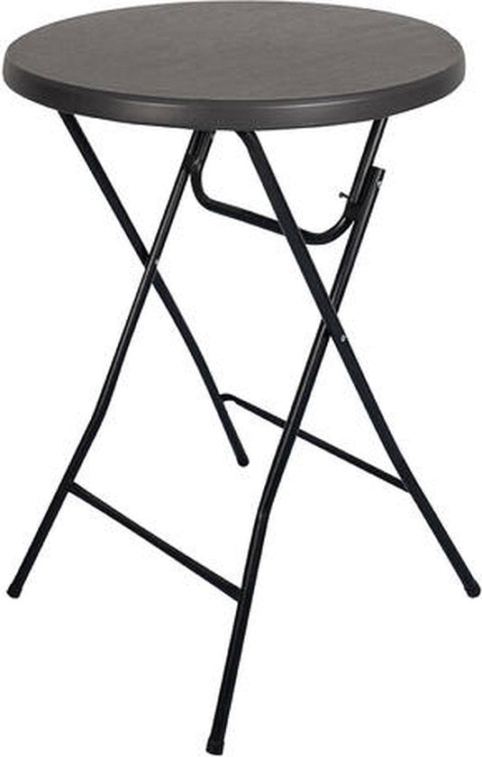 BRASQ Bartisch Schwarz ø80 x 110 cm - Stehtisch - Klapptisch - klappbar aus Kunststoff und Metall für den Innen- und Außenbereich