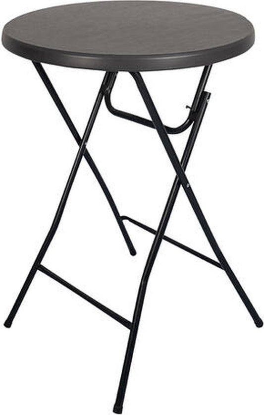 BRASQ Bartisch Schwarz ø80 x 110 cm - Stehtisch - Klapptisch - klappbar aus Kunststoff und Metall für den Innen- und Außenbereich