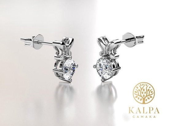 Yolora Damen Ohrringe mit Kalpa Camaka Kristallen - Farbe Silber - 18K Weißgold plattiert - Ohrstecker - Geschenk zum Muttertag