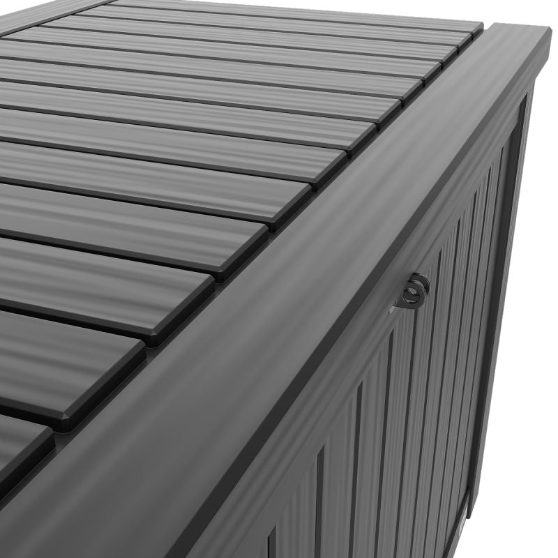 LifeGoods Cushion Box L - Kunststoff - 570L - Gasdruckfeder - Wetterfest - XXL Aufbewahrungsbox - Dunkelgrau