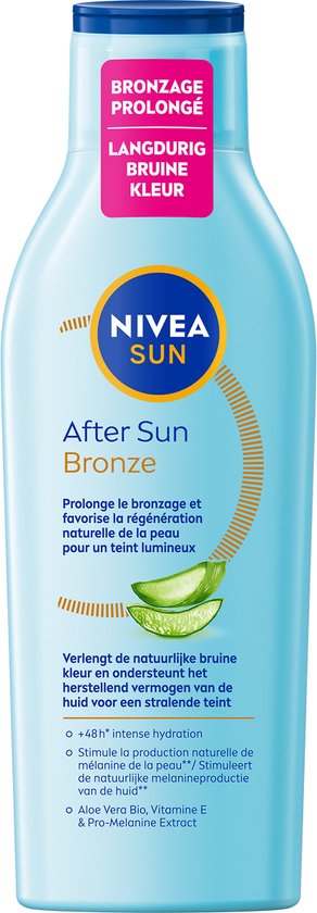 NIVEA SUN Aftersun Bronze Feuchtigkeitslotion – Spendet Feuchtigkeit, beruhigt und fördert die Bräune – Mit Aloe Vera und Pro-Melanin-Extrakt – 200 ml