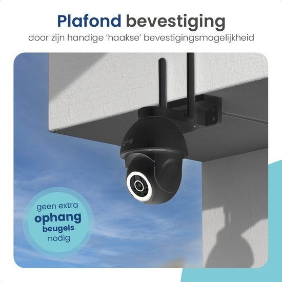 Gologi Superior Outdoor Kamera 2 - Außenkamera mit Nachtsicht - Sicherheitskamera - Wand- und Dachmontage - 4MP - Mit Wifi und App - Schwarz