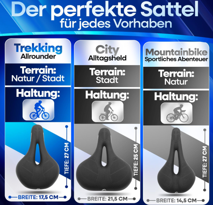 NextCover Fahrradsattel – Schwarz – 26 x 18 x 10 cm – Memory-Schaum, ergonomisch