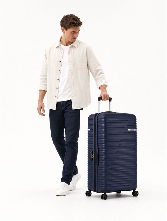 American Tourister Liftoff 4-Rad-Trolley 78 cm mit Erweiterungsfalte – Hartschalenkoffer – TSA-Schloss – Midnight Blue