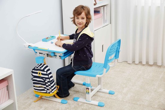 Kinder-Schreibtisch mit ergonomischem, höhenverstellbarem Schreibtischstuhl – Zeichentisch – Schultisch