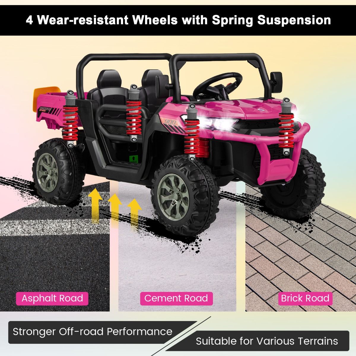 Coast Elektrischer Kippwagen für Kinder – 2 Sitze – Fernbedienung – Rosa