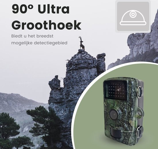 Professionelle Wildkamera mit Nachtsicht 16MP - Wildlife Kamera mit Sensor - Jagdkamera - Wasserdicht - Inkl. 32GB SD Karte