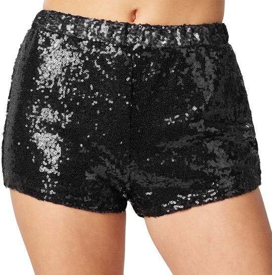 Dressforfun Faschingskostüm Pailletten Shorts schwarz – Damen – Größe XL