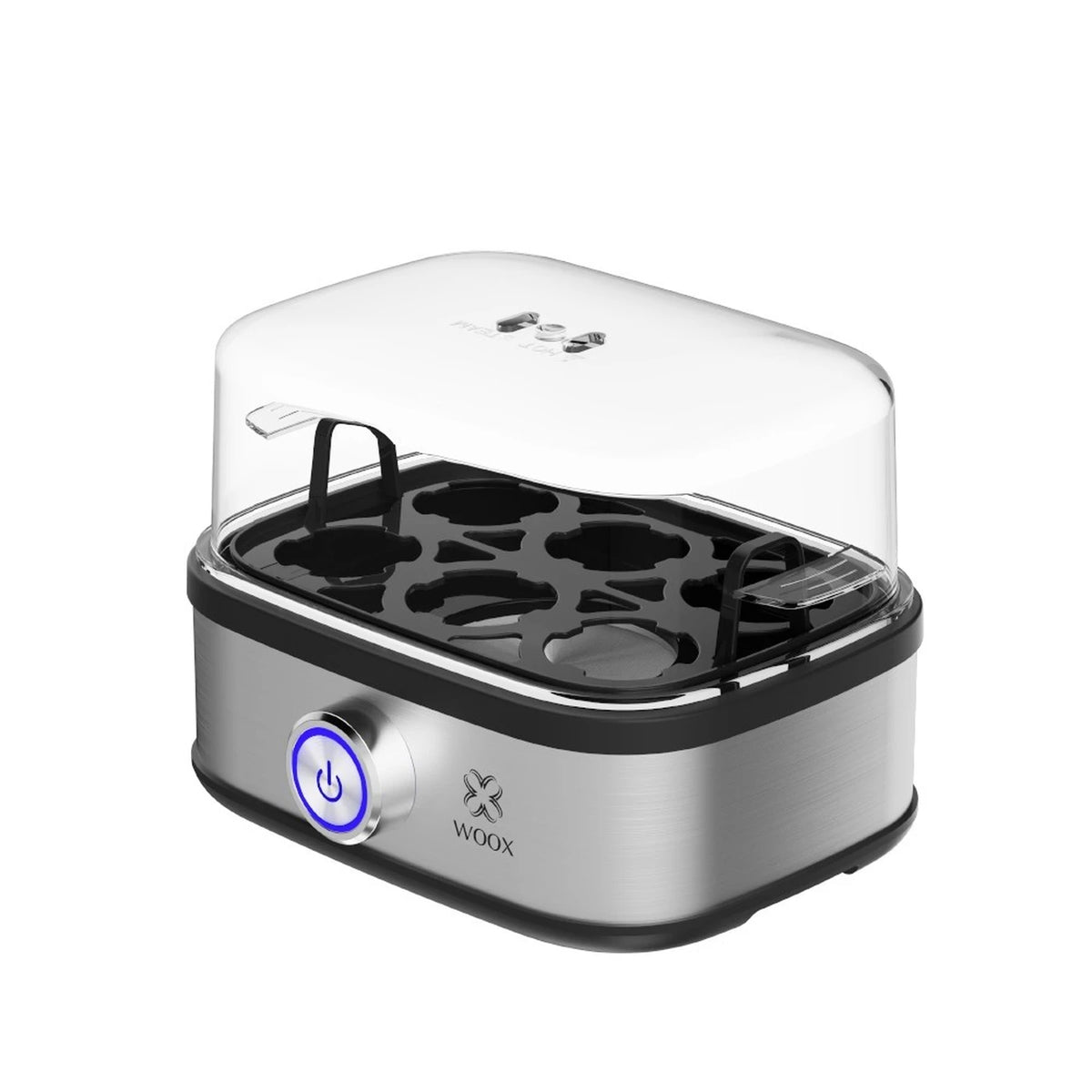 WOOX Elektrischer Eierkocher – 6 Eier – 300 W – Automatische Abschaltung – Mit Messbecher – Edelstahl
