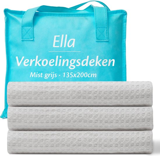 Ella® Kühldecke 135x200 cm - 100% Bio-Tencel - Selbstkühlende Decke - Kühldecke - Sommerdecke - Foggy grey