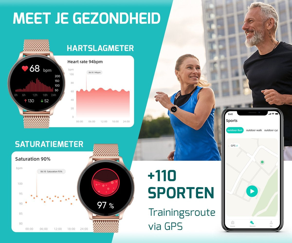 FITAGE Sportuhr - Smartwatch - Schrittzähler - Pink