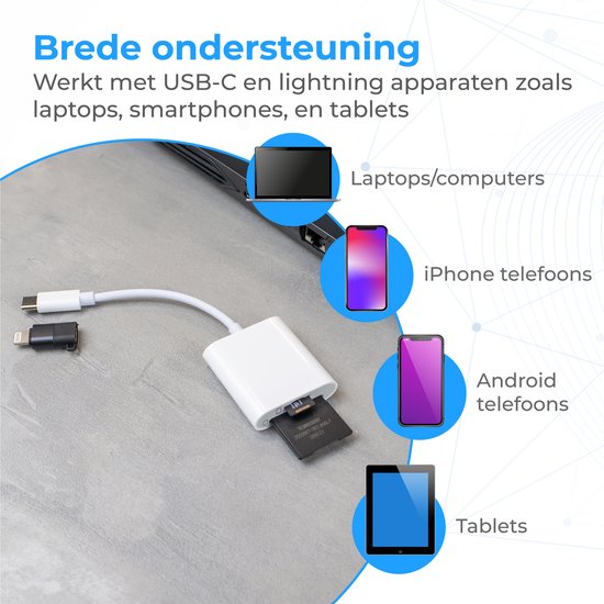 Nuvance - SD Kartenleser - SD Kartenleser USB C - Kartenleser - Lightning Adapter - Speicherkartenleser - Micro SD Adaper - SD Kartenleser - Kartenleser - Micro SD Kartenleser