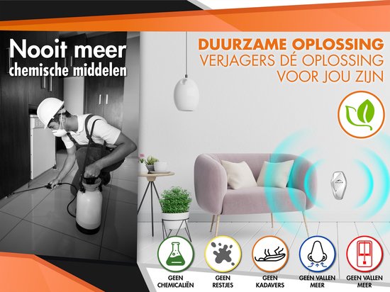 Schädlingsbekämpfung - EFFEKTIVE Schädlingsbekämpfung - Ultraschall - Mäuse vertreiben - Ameisen - Spinnen - Schaben - Ratten - Mücken - Ultraschall-Insektenvernichter - Gegen Fliegenbefall - Wespenbefall - Mausbefall - DUO weiß