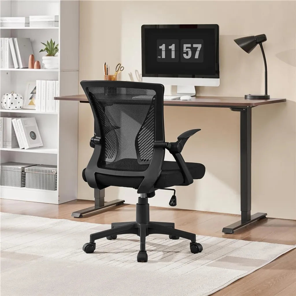 Yaheetech Ergonomischer Bürostuhl mit verstellbaren Armlehnen, bis zu 136 kg, schwarz