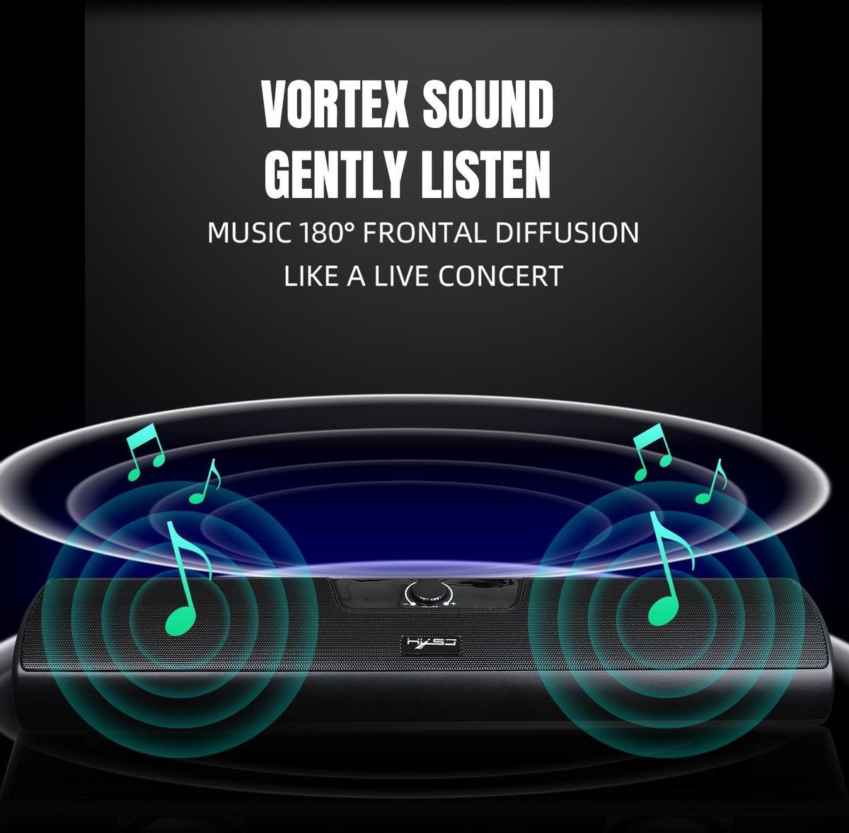 HXSJ Q3 Soundbar PC-Lautsprecher - USB - für Desktop-Computer / Notebooks / Smart-TVs / Projektorgeräte - Schwarz