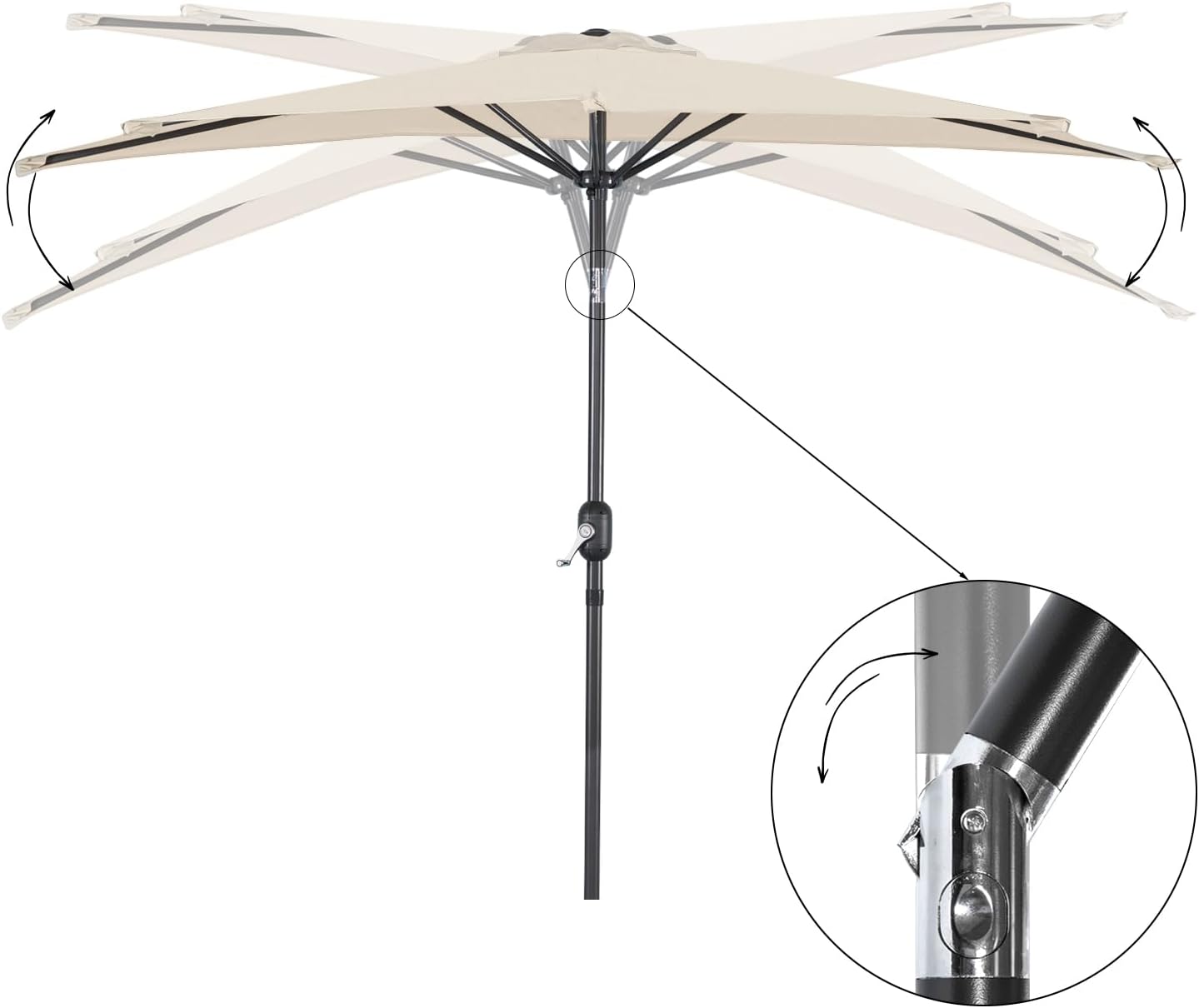 Angel Living Balkon-Sonnenschirm - halbrund - 265 x 130 cm - Beige