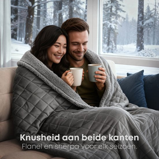 CozySense® Gewichtsdecke 10 kg - 2-Personen - Gewichtsdecke - Gewichtsdecke - GLASS-Flow® Druckverteilung - Gewichtsdecke - Flanell-Samt & Sherpa - Grau