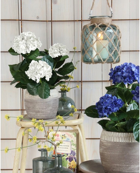 Mica Decorations Kunstpflanze Hortensie – weiß – 45 cm – im Topf – Kunstpflanzen/Kunstblumen
